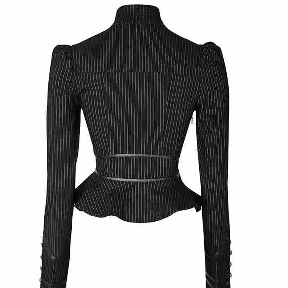 💥JUST IN💥 PunkRave Pinstripe Lace-Up Uniform Top - Picture 3 of 6